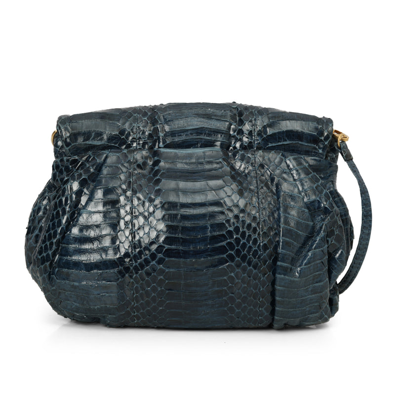 Blue Python Skin Crossbody Bag One Size
