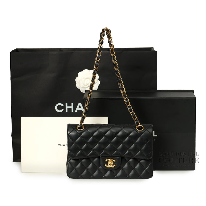 Black Small Classic Double Flap Lambskin Bag