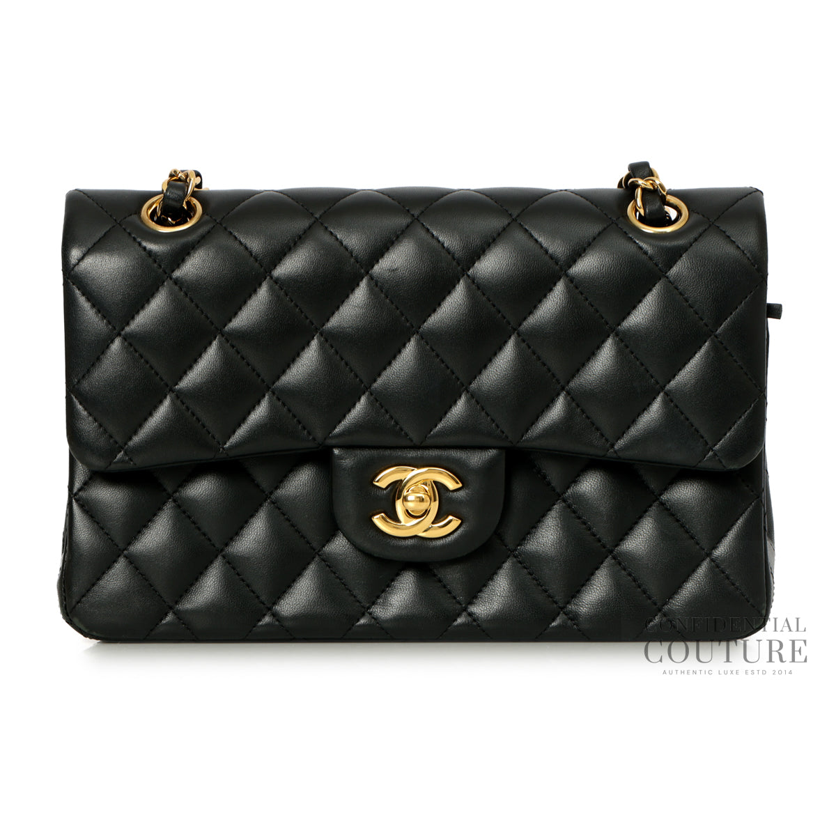 Black Small Classic Double Flap Lambskin Bag