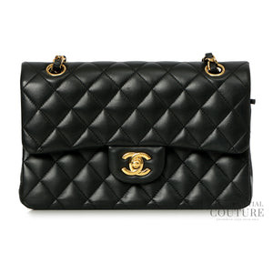 Black Small Classic Double Flap Lambskin Bag