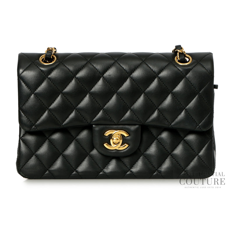 Black Small Classic Double Flap Lambskin Bag