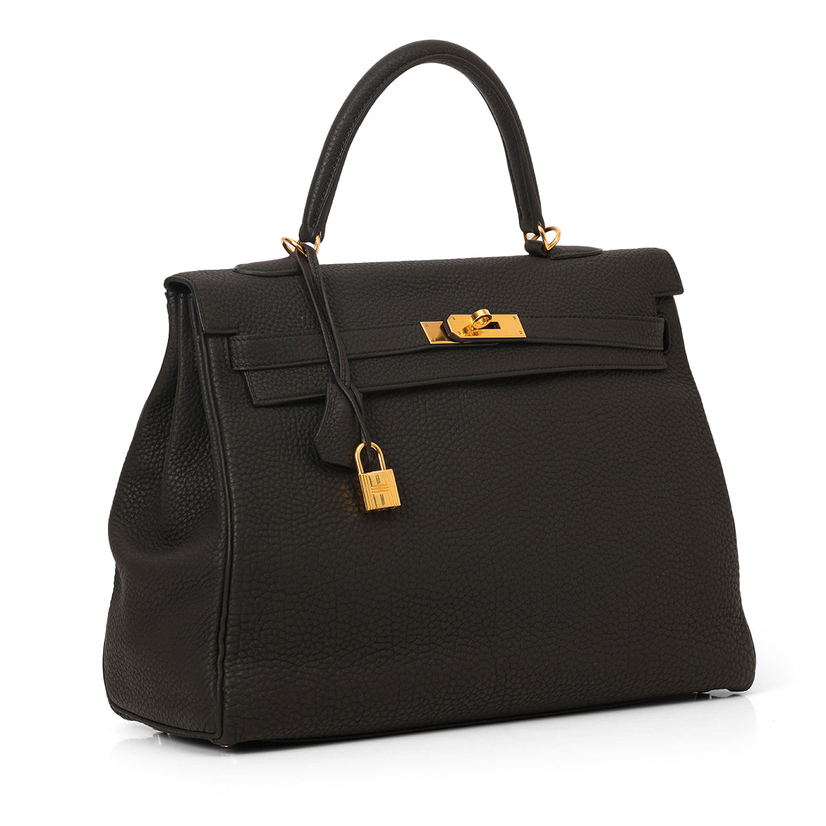 Kelly 35 Noir with Gold Hardware in Clemence Leather