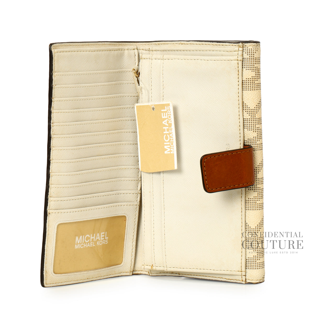 Pale Gold Jet Set Logo Tri-Fold Wallet