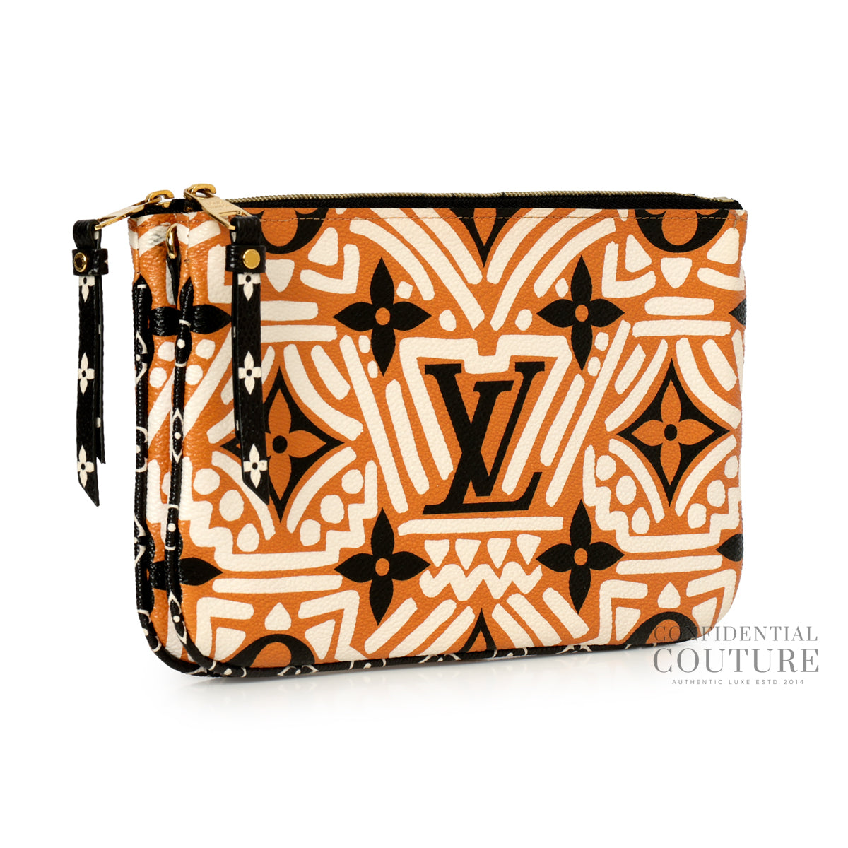 LV Crafty Monogram Giant Double Zip Pochette Orange Sling bag