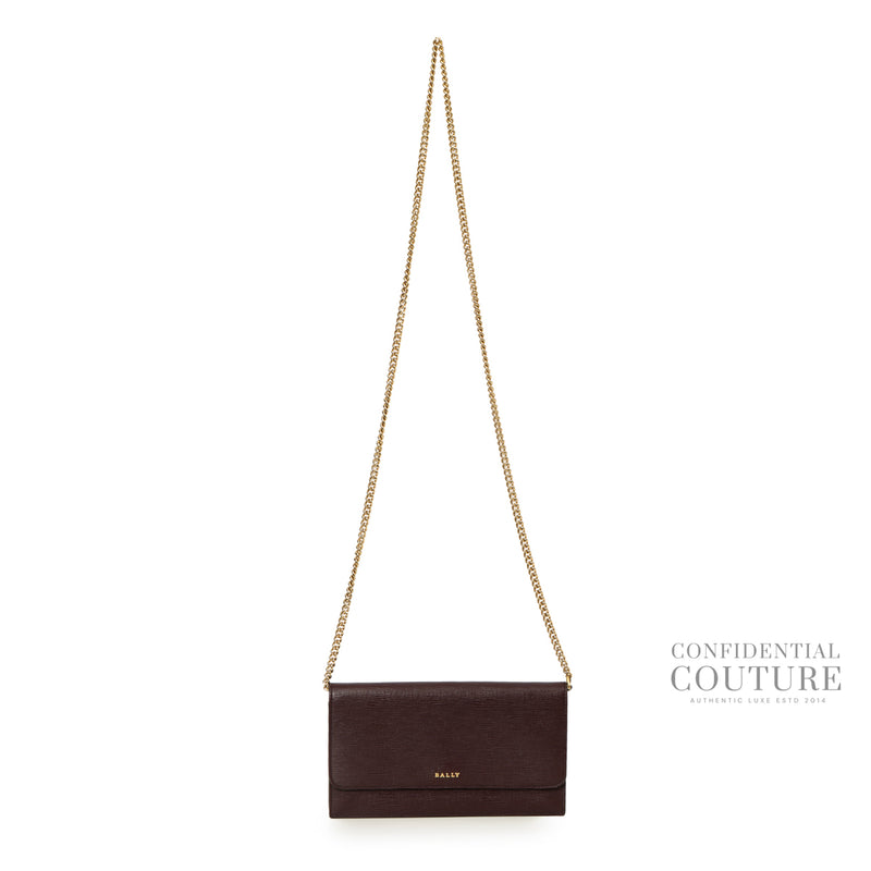 Dark Plum Leather Wallet On Chain Bag