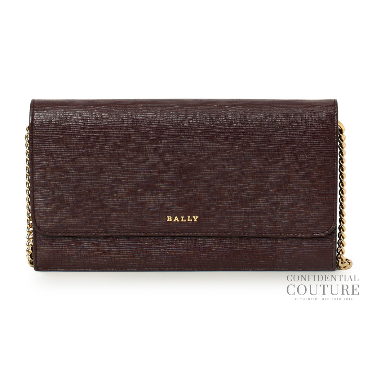 Dark Plum Leather Wallet On Chain Bag