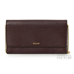 Dark Plum Leather Wallet On Chain Bag