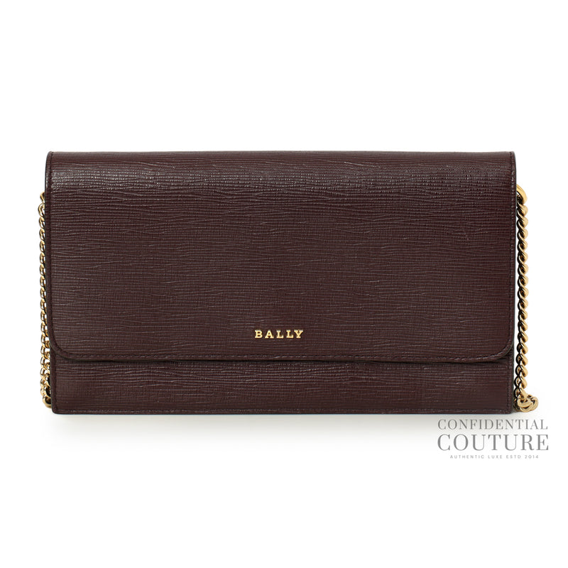 Dark Plum Leather Wallet On Chain Bag