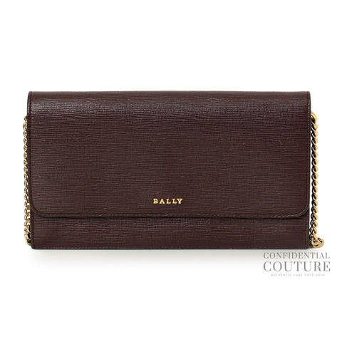 Dark Plum Leather Wallet On Chain Bag