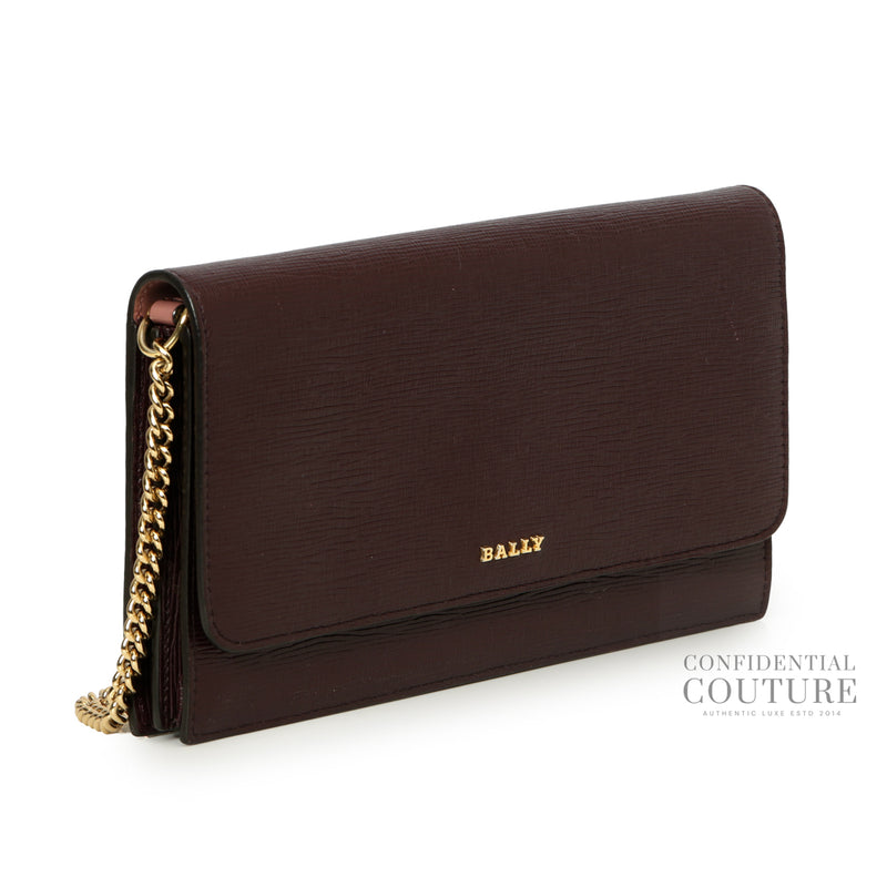 Dark Plum Leather Wallet On Chain Bag