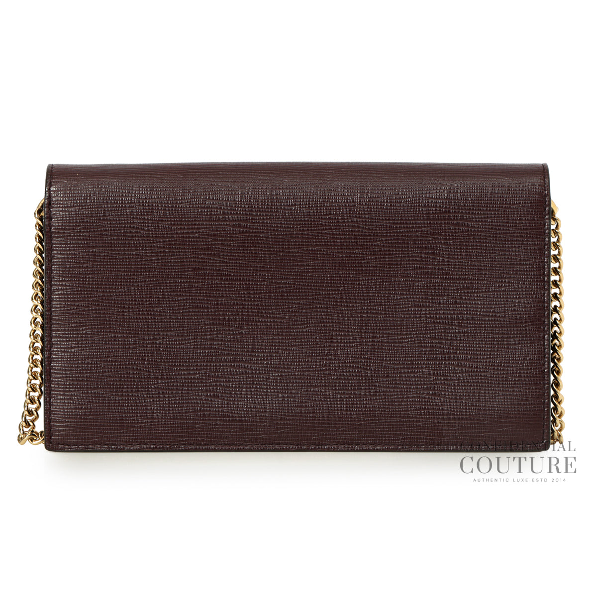 Dark Plum Leather Wallet On Chain Bag