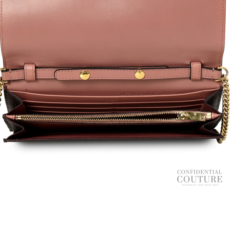 Dark Plum Leather Wallet On Chain Bag
