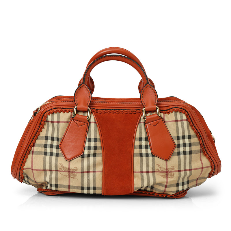 Women burberry leather and canvas shrimpton satchel price