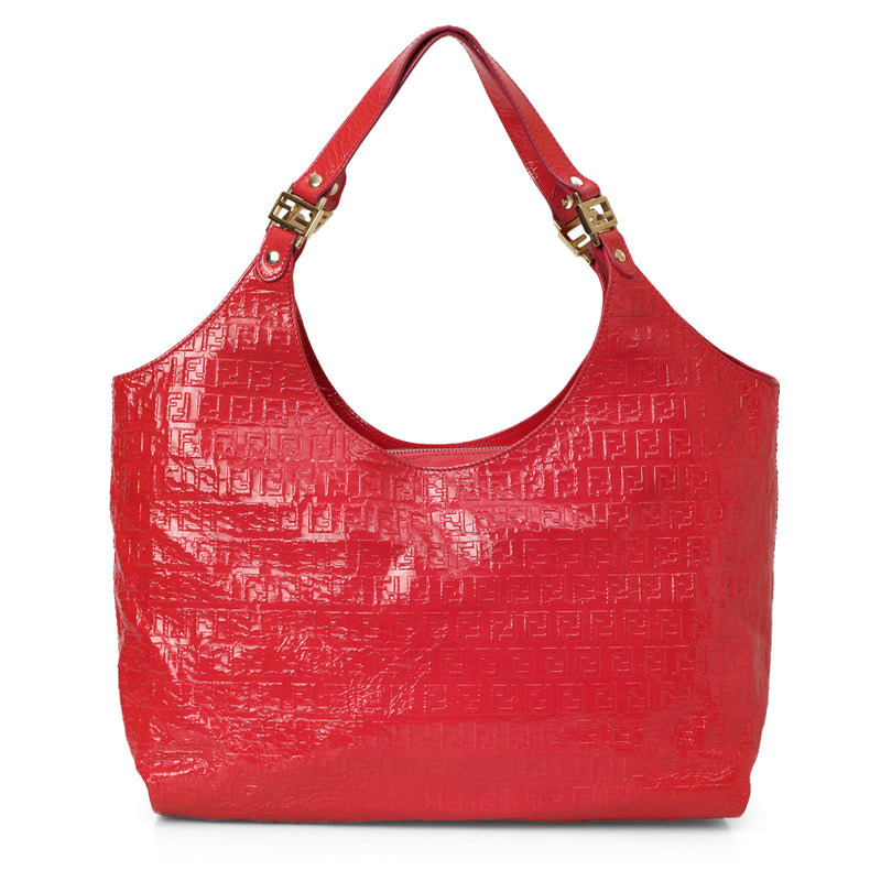 Women pre loved fendi zucchino embossed patent leather tote one size