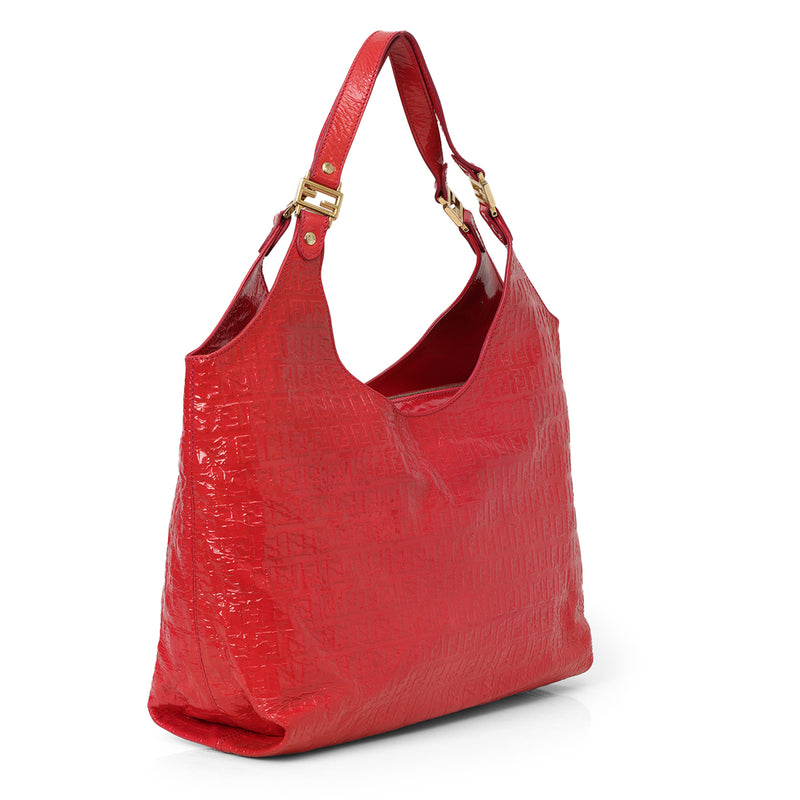 Pre-loved Fendi Zucchino Embossed Patent Leather Tote One Size