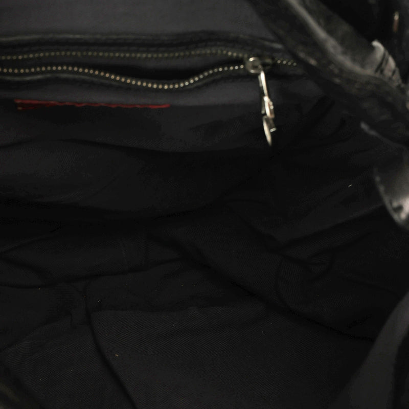Black Crystal Embellished  Leather Catch Hobo One Size Bag