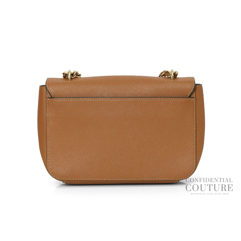 Pre-loved Tory Burch Brown Leather Mini Robinson Chain Tan Shoulder Bag
