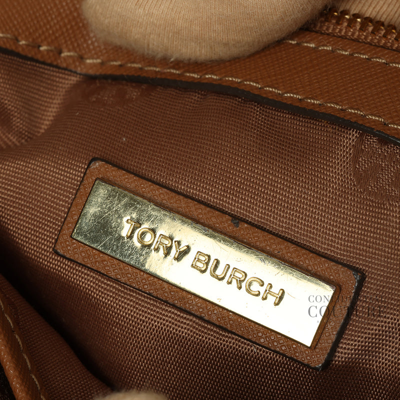Women pre loved Tory Burch Brown Leather Mini Robinson Chain Tan Shoulder Bag