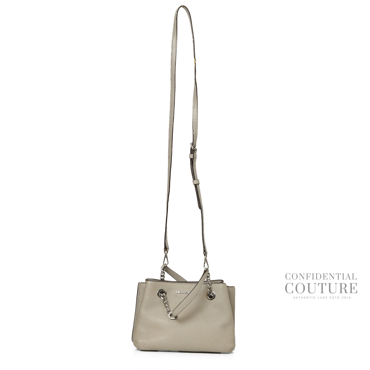 Teagan Large Pebbled Grey Leather Shoulder Bag