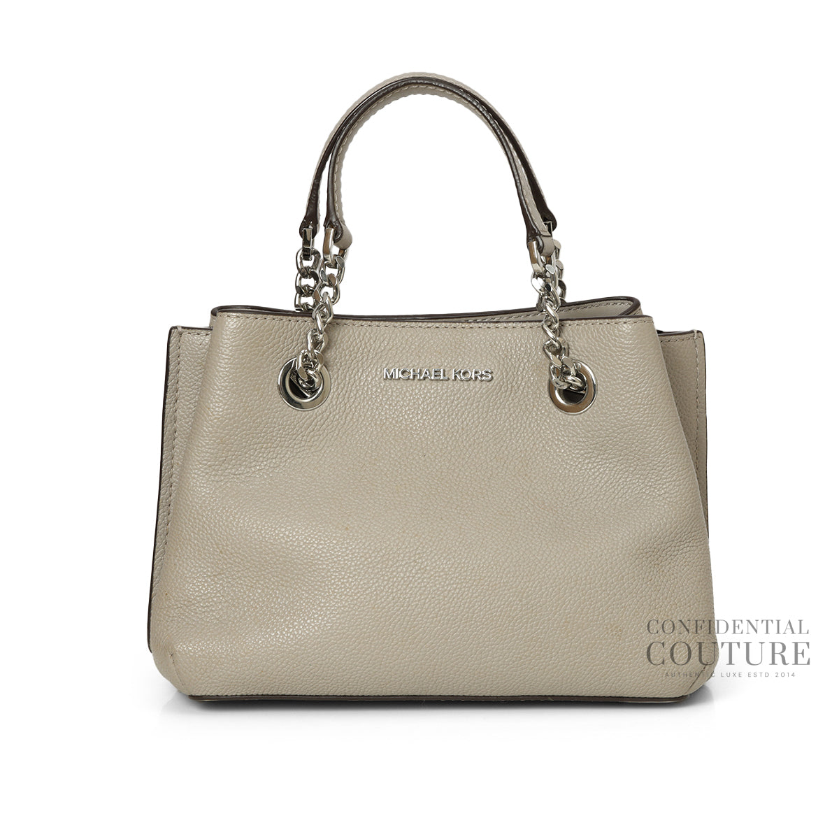 Teagan Large Pebbled Grey Leather Shoulder Bag