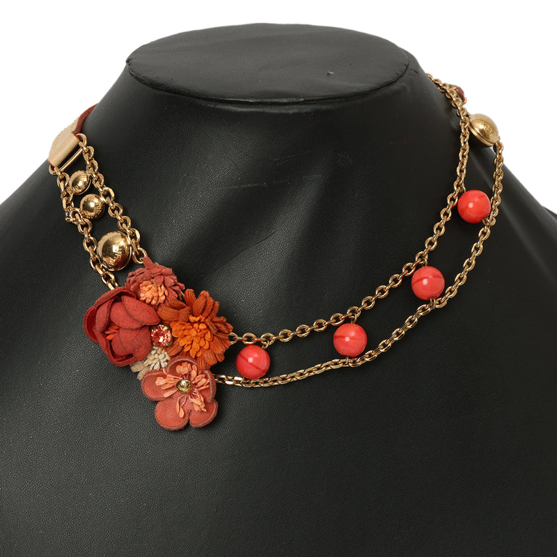 Floral Choker Set With Hoop Earrings One Size