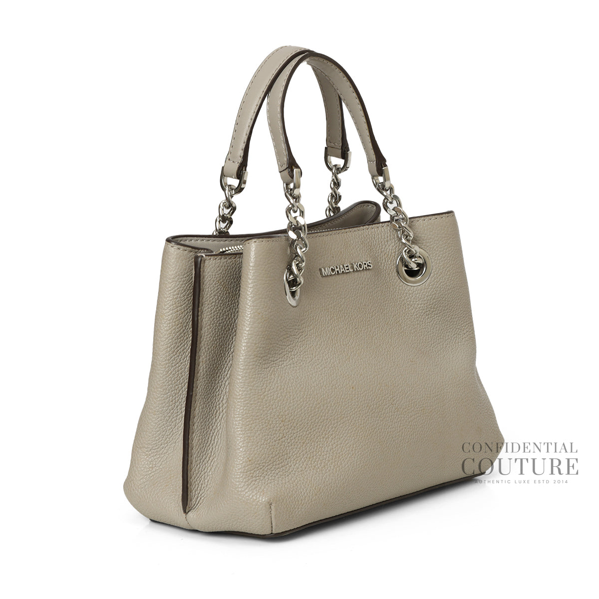 Teagan Large Pebbled Grey Leather Shoulder Bag