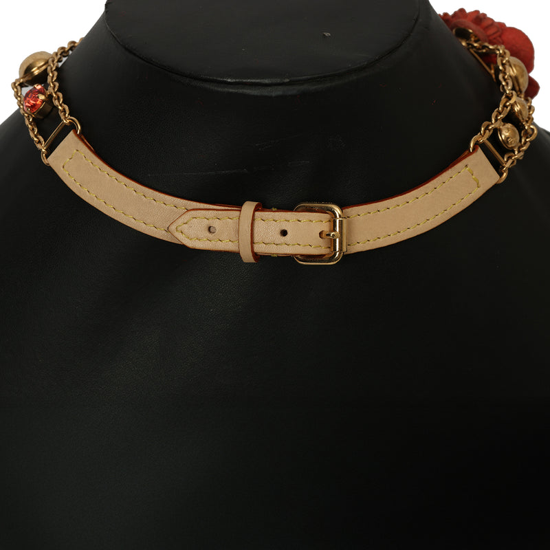 Floral Choker Set With Hoop Earrings One Size