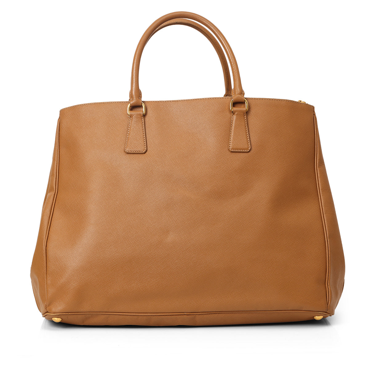 Galleria Tan Large Saffiano Leather Double Zip Tote