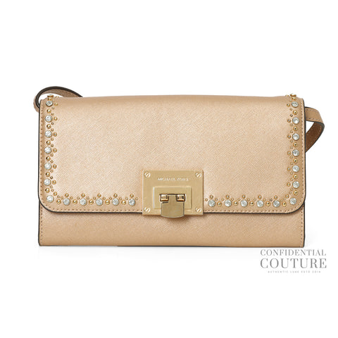 Addie Medium Gold Leather Convertible Shoulder Bag