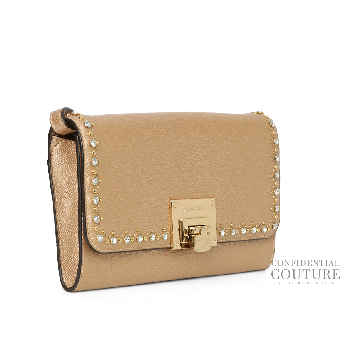 Addie Medium Gold Leather Convertible Shoulder Bag