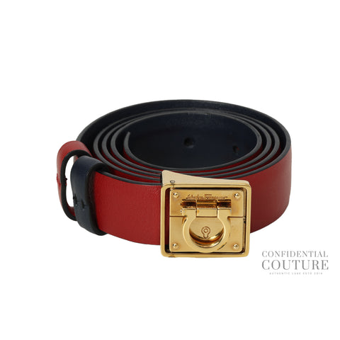 Red Leather Belt- 34"