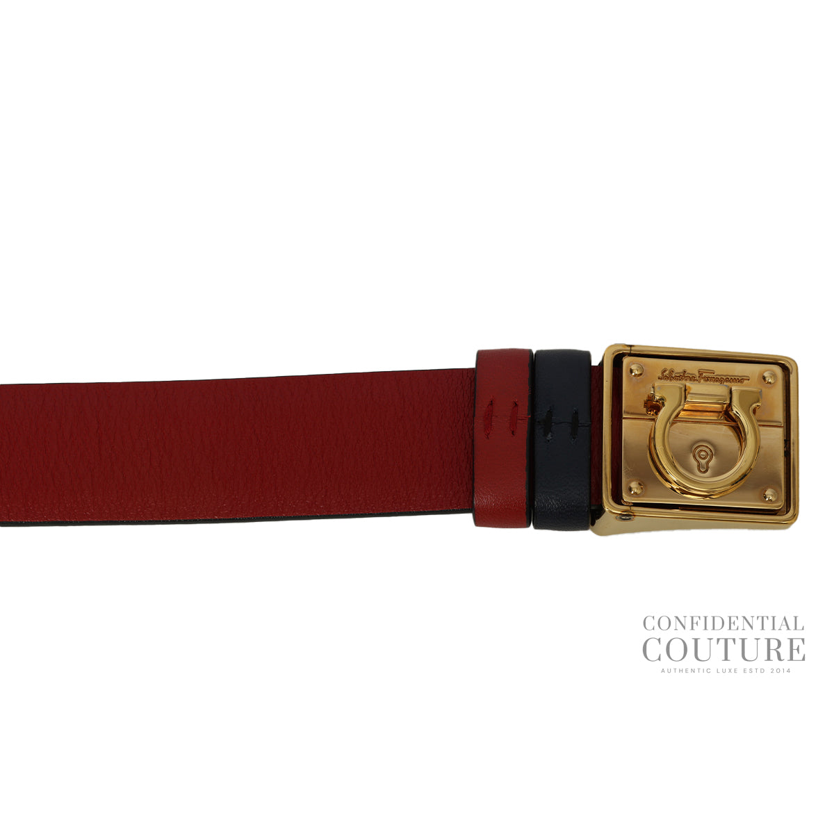 Red Leather Belt- 34