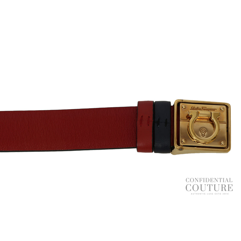 Pre-loved Salvatore Ferragamo Red Leather Belt- 34"