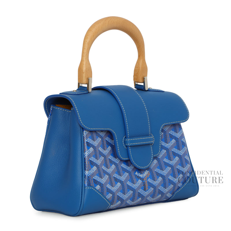 Goyardine Blue Saigon Mini Top Handle Bag