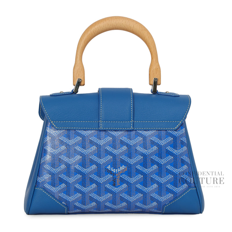 Goyardine Blue Saigon Mini Top Handle Bag