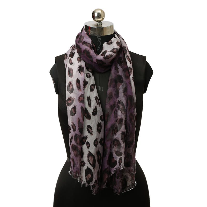 Burberry Purple Animal Print Chiffon Scarf