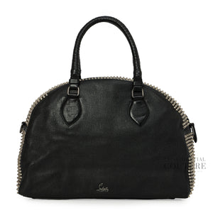Black Calf Leather Spikes Panettone Large Bowler Bag