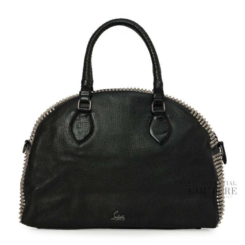 Black Calf Leather Spikes Panettone Large Bowler Bag