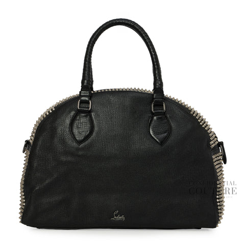 Black Calf Leather Spikes Panettone Large Bowler Bag