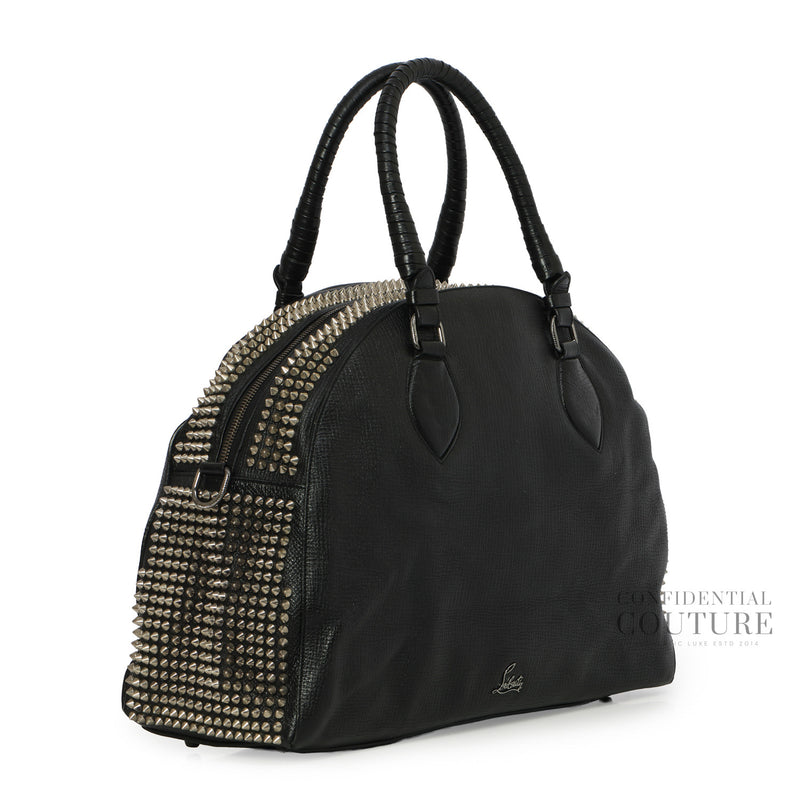 Black Calf Leather Spikes Panettone Large Bowler Bag