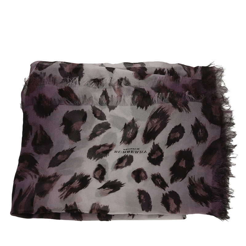 Women burberry purple animal print chiffon scarf