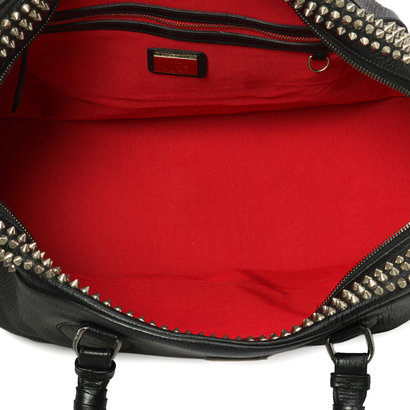 Black Calf Leather Spikes Panettone Large Bowler Bag