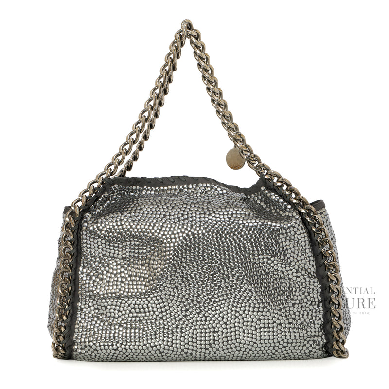 Silver Studded Charcoal Grey Faux Suede Large Falabella Bag
