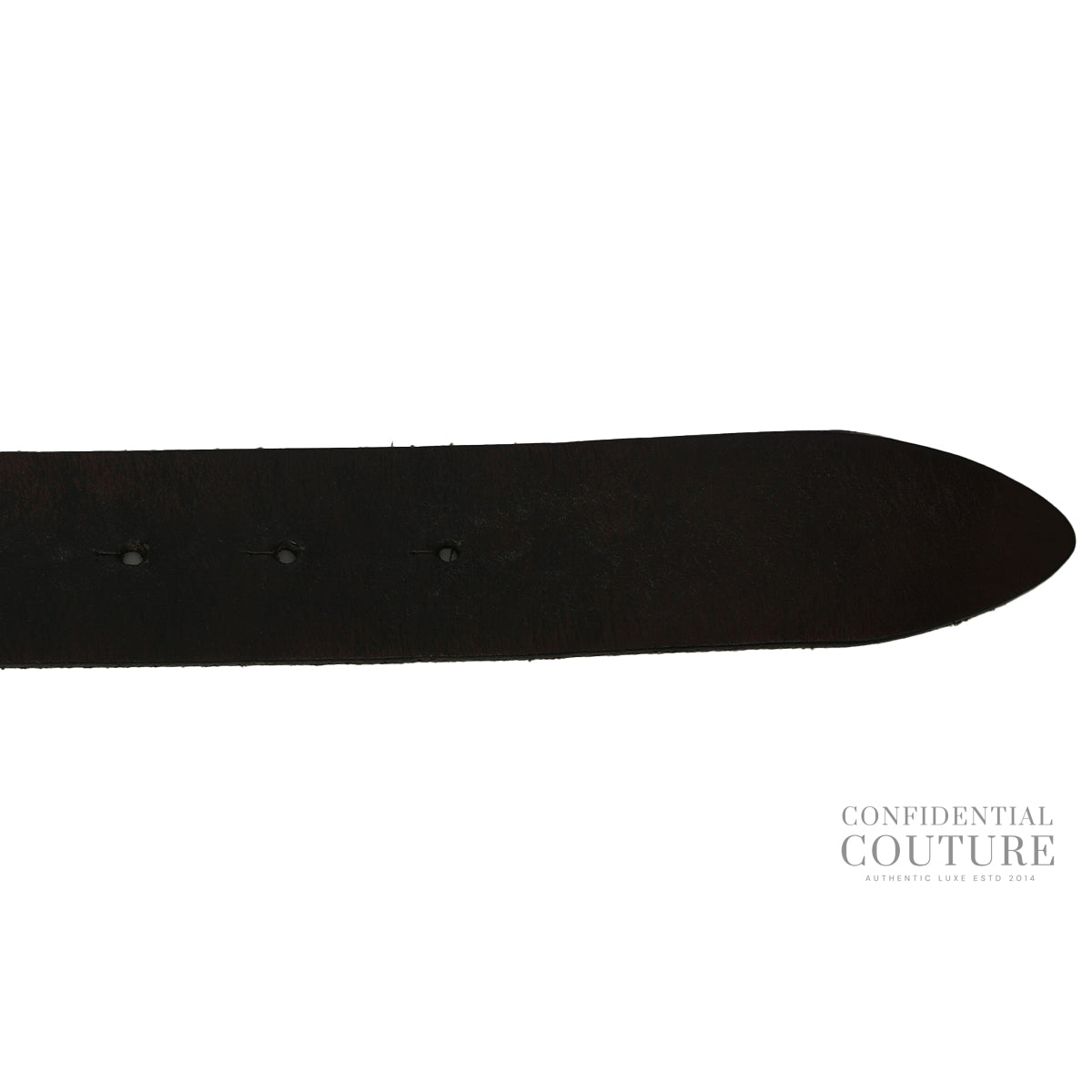 Black Leather Logo Buckle Belt- 34