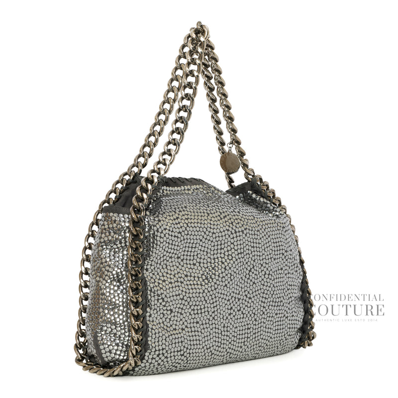 Silver Studded Charcoal Grey Faux Suede Large Falabella Bag