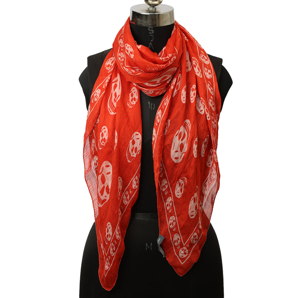 Orange Silk Classic Skull Scarf One Size – Confidential Couture