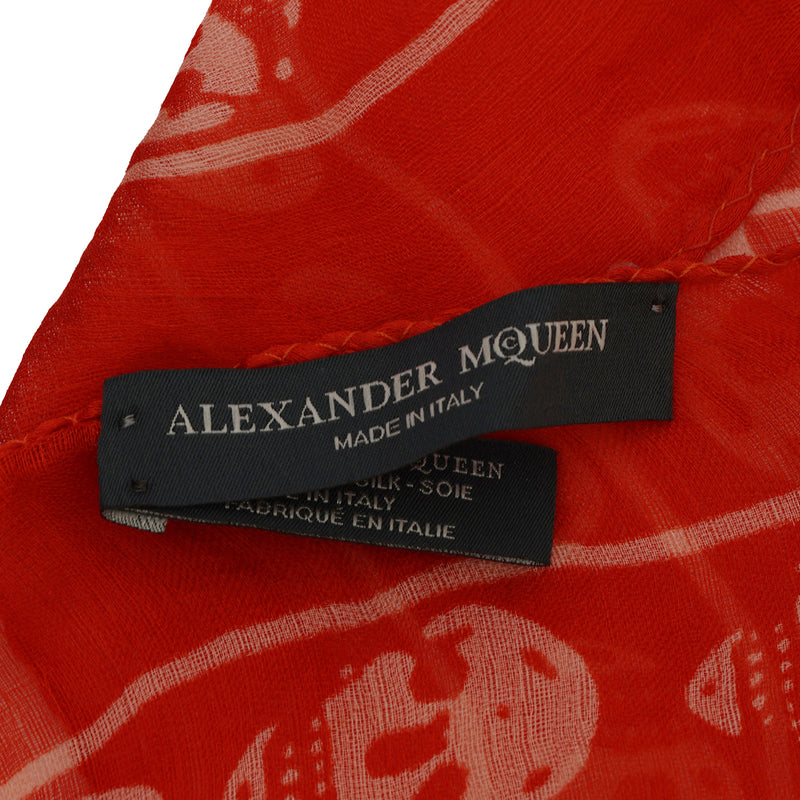 Orange Silk Classic Skull Scarf One Size