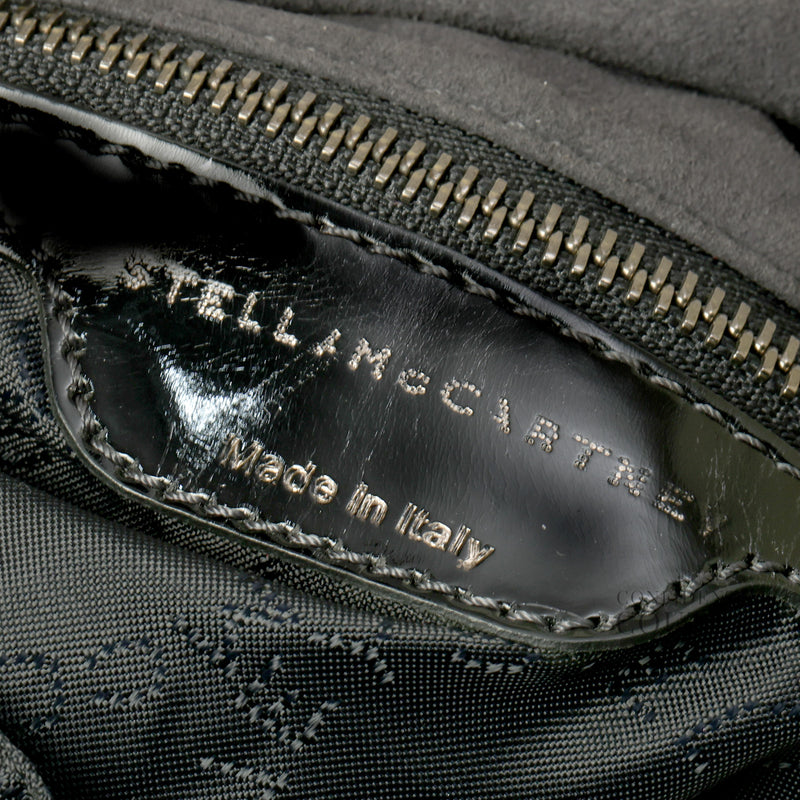 Silver Studded Charcoal Grey Faux Suede Large Falabella Bag