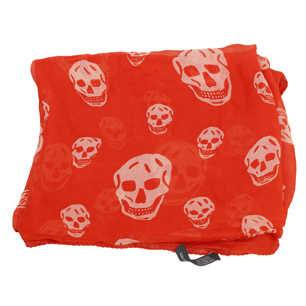 Orange Silk Classic Skull Scarf One Size – Confidential Couture