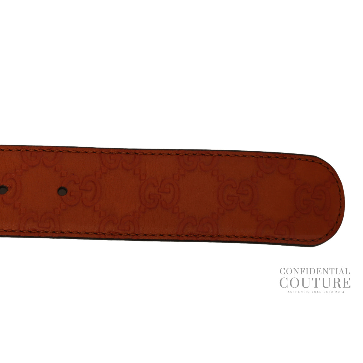 GG Guccisima Interlocking Orange Leather Belt- 36